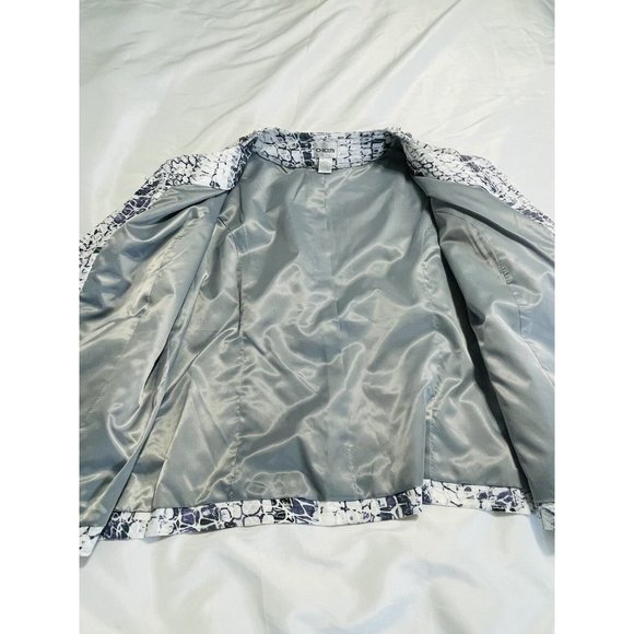 Chico’s Purple Size 1 Embellished Silver Sequins Blue Stones Open  Blazer Jacket - Picture 7 of 11